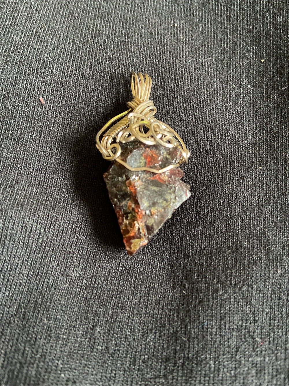 Handcrafted Adirondack Garnet Sterling Silver Wire-Wrapped Pendant